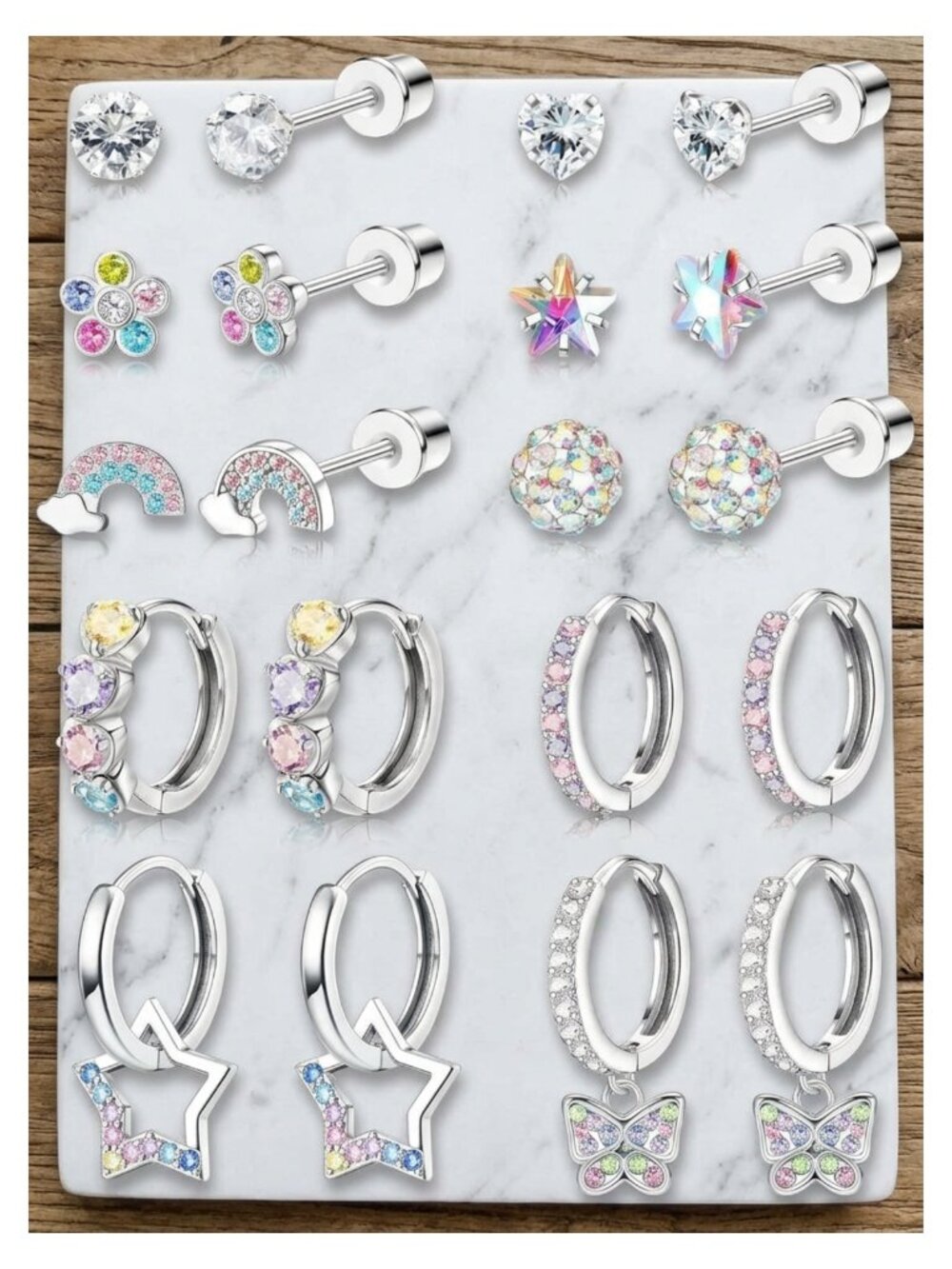 Hypoallergenic Surgical Steel Screw Back Earrings Set for Women Girls